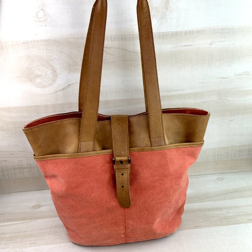 Vintage LL Bean Coral Canvas Tote